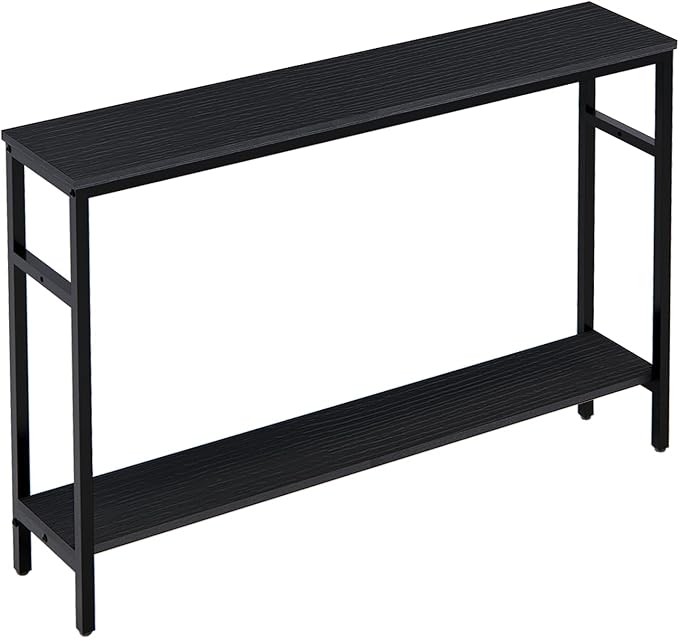 Timberer Narrow Console Table, 47 Inch Sofa Table with Adjustable Shelf, 2-Tier Long Skinny Table for Hallway, Entryway, Living Room, Foyer, Black
