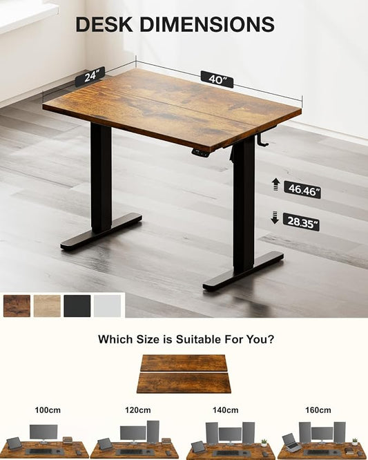 Acrolix Electric Standing Desk, Height Adjustable Home Office Desk with Memory Presets & Cable Management,Rustic Brown Sit Stand Desk for Work from Home, Ergonomic Computer Desk (40" x 24")