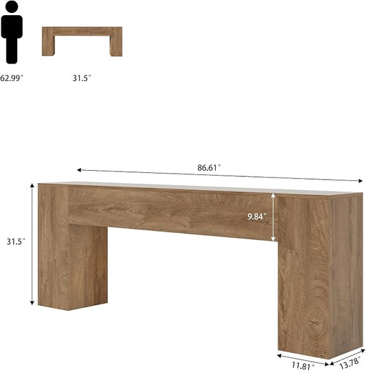 Epecoya Extra Long Console Tables for Entryway 86-Inch, Farmhouse Couch Table Behind Sofa Wooden, Modern Entryway Table for Entrance, Hallway, Living Room, Apartment, Natural Oak Brown