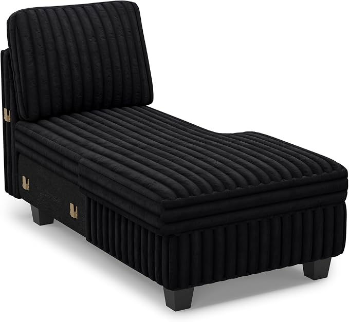 Belffin Modular Sectional Storage Chaise Module for Modular Sectional Sofa Right-Facing Chaise Black Couch