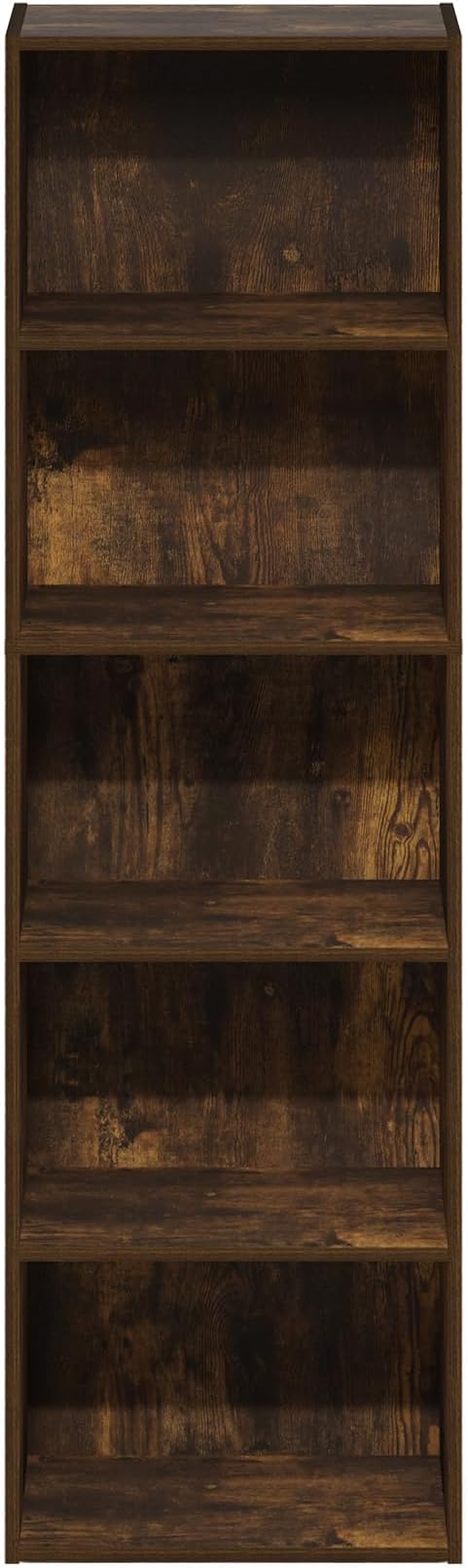 Furinno LUDER Book Shelf, 5-Tier Bookshelf, Bookcase with Open Shelves, 9.4 x 15.8 x 52, Easy Assembly, for Living Room, Bedroom, Home Office, Amber Pine