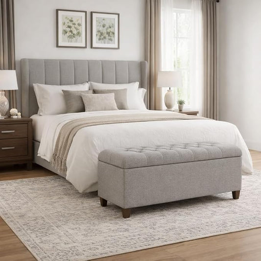 HomePop Ainsley 40" Storage Ottoman Bench - Gray Fabric