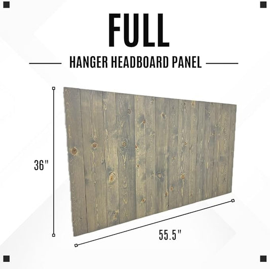 Barn Walls Solid Wood Headboard Gray Fog Oil-Based Finish with Smooth Natural Wood Grain, Wall-Mounted Panels, Adjustable Height, Rustic Coastal Bedroom, Built to Last, Full Size Head Board
