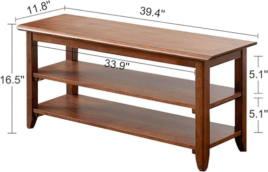 XKZG Shoe Rack Bench Wooden Shoe Storage Bench Rustic Solid Wood Entryway Bench (Brown,39.4")