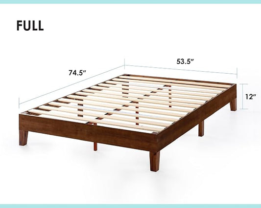 Mellow Naturalista Grand - 12 Inch Solid Wood Platform Bed with Wooden Slats - No Box Spring Needed - Full (Espresso)
