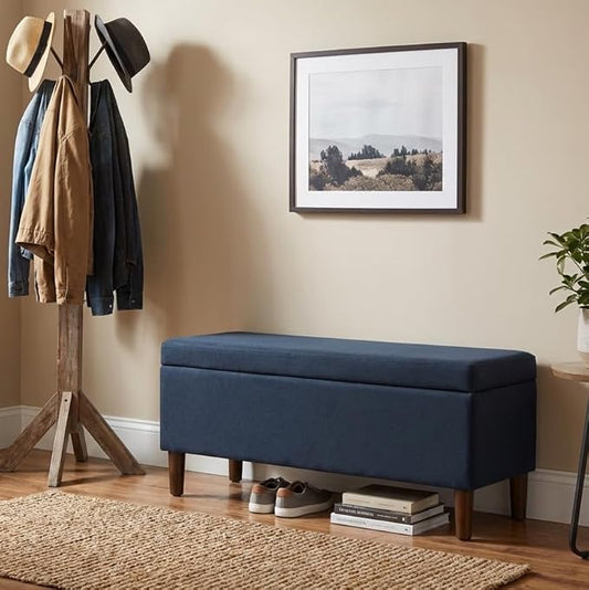 HomePop Malmo 36" Storage Bench - Blue Velvet