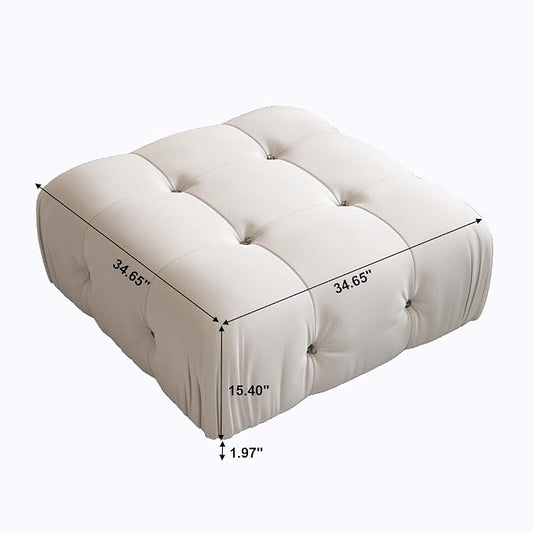 Modern Velvet Sectional Sofa, L Shape Minimalist Modular 4-Seater Sofa for Living Room Office Apartment (Ottoman/Beige)