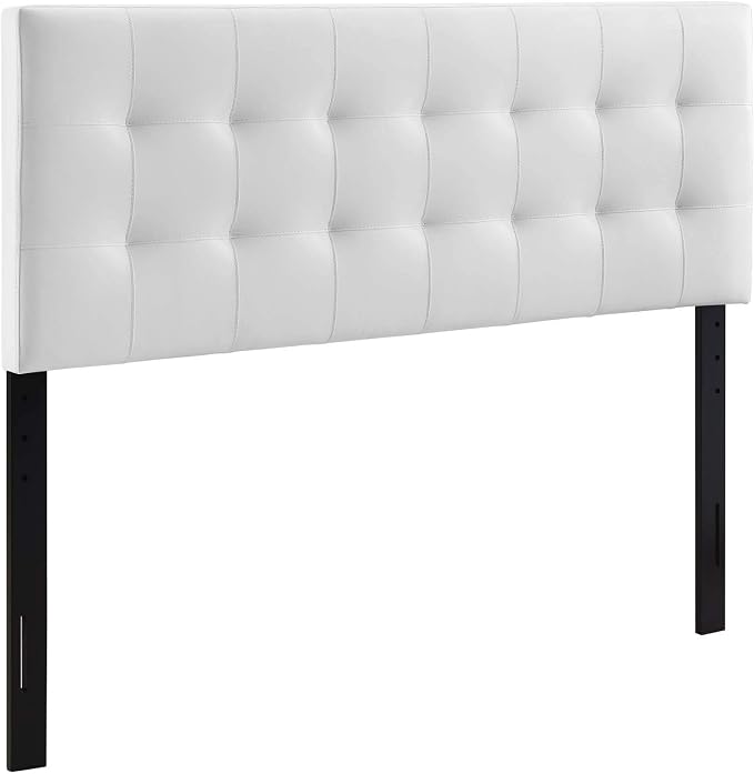 Modway Lily Tufted Faux Leather Upholstered King Headboard in White