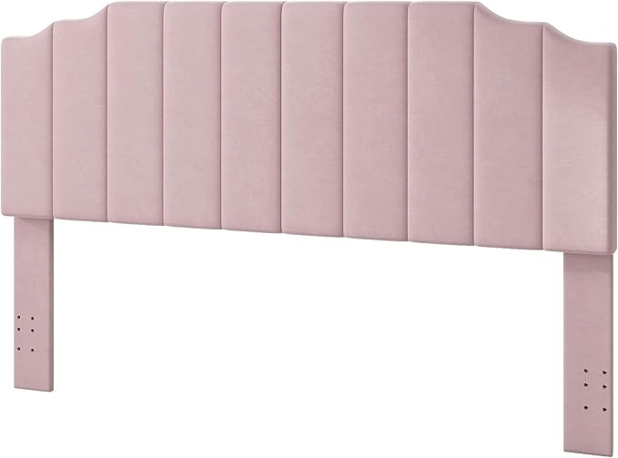 Befurtori King Size Headboard Only, Velvet Wall Mounted Headboard King for Adjustable Bed Modern Upholstered Head Board Easy Assembly, Pink