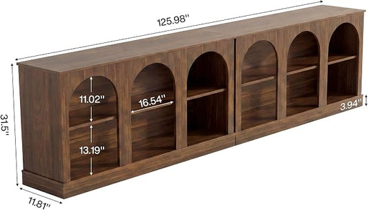 Tribesigns Farmhouse Console Table Set of 2, Extra Long Entryway Table with 3 Tier Storage, Wooden Rectangular Sofa Table Behind The Couch for Entrance, Hallway, Living Room, Dark Brown