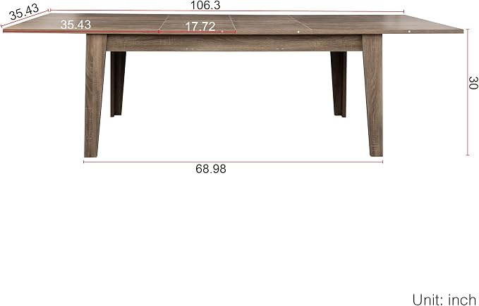 71"-106" Extendable Dining Table for 4-12 People, Space-Saving Extra Long Transformer Table with Extension Leaves Holder, Oak