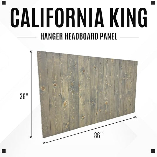 Barn Walls Solid Wood Headboard Gray Fog Oil-Based Finish with Smooth Natural Wood Grain, Wall-Mounted Panels, Adjustable Height, Rustic Coastal Bedroom, Built to Last, California King Size Head Board