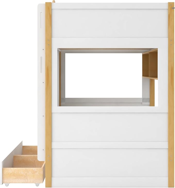 Bellemave Bunk beds Twin Over Twin with Twin Size Drawers, Low bunk Bed for Kids Adults and Teenagers,White