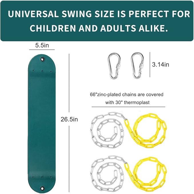 Heavy Duty 66 Inches Chain Plastic Coated Swing Seat Replacement Swing Set Accessories Outdoor