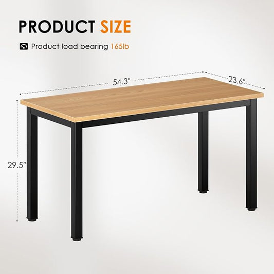 DlandHome Large Computer Desk, Composite Wood Board, Decent and Steady Home Office Desk/Workstation/Table 54.3inch Teak Black