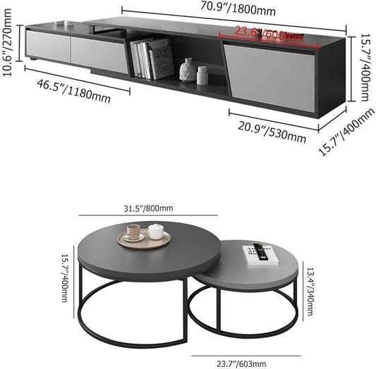 homary Extendable TV Stand with 3 Drawers Minimalist Rectangle Entertainment Center Walnut TV Console Table Up to 110"