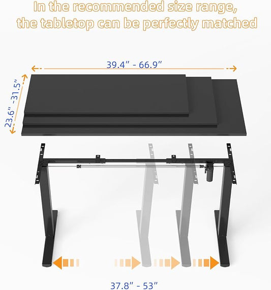 YIHAYO Low Height Adjustable Desk Frame, Lifts 18.1-28.3 Inches, Electric Standing Desk for Short People, DIY Workstation, Computer Table for Home Office (Black)