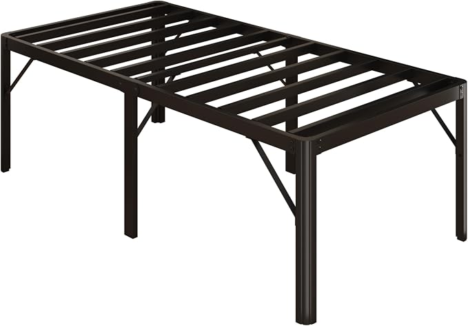 Yicensen 24 Inch High Twin Bed Frames with Rounded Corner Legs, Heavy Duty Metal Twin Size Platform Bed Frame No Box Spring Needed, Easy Assembly, Noise Free, Black