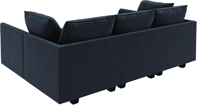 HONBAY Modular Sectional Sleeper Sofa Velvet Sectional Sleeper Couch with Storage Sleeper Sofa Couch for Living Room,Dark Blue