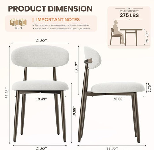 MALOL Dining Chairs Set of 4, Upholstered Kitchen & Dining Room Chairs with Curved Back and Bronze Metal Legs, Comfortable Modern Dining Side Chairs for Dining Room, Kitchen, Beige