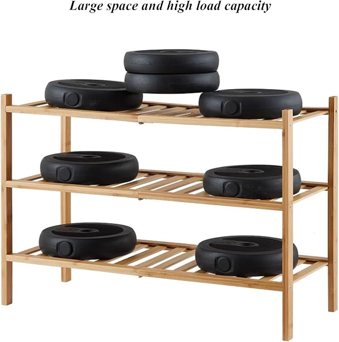 Shoe Rack Multi Tier Storage Organizer Wide Metal Shoe Shelf for Closet Entryway, Bamboo Stackable Multi-Layer Shelf Doorway Simple Folding Shoe Rack