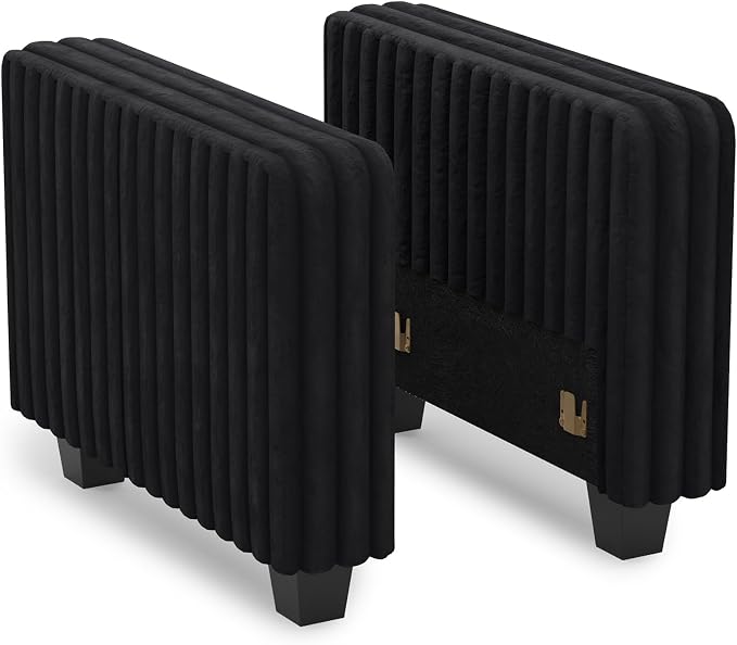 Belffin Plush Corduroy Modular Sectional Sofa Armrest Part Module for Sectional Sleeper Sofa with Pull Out Bed (Set of 2) Black Couch