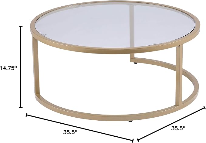 SEI Furniture Evelyn Glam Nesting Coffee Table 2-pc Set, Gold