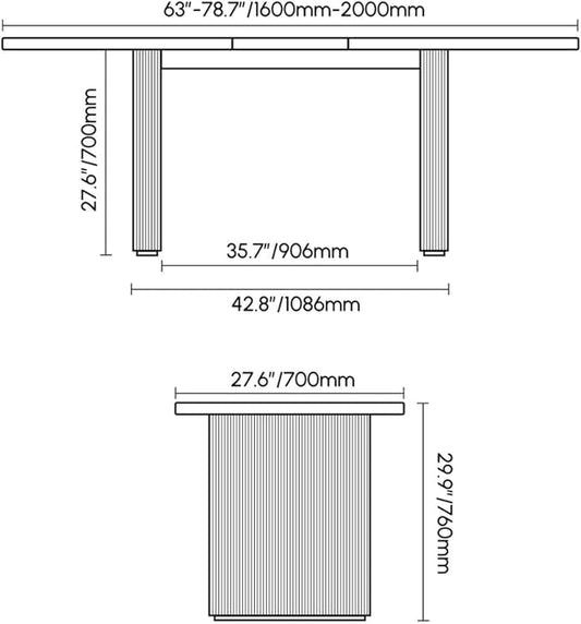 homary Extendable Oval Dining Table 63"-79", Japandi Style Kitchen Table for 4-6 People, Double Pedestal Base, Space-Saving Design for Family Gatherings, Holiday Dinners (Table Only)