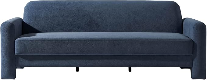 HULALA HOME 84" Modern Curved Sofa, 3 Seater Sofa for Living Room, Slate-Blue