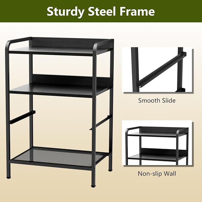 Nightstands Set of 2, Bedside Table with 1 Fabric Drawer, Open Mesh Shelf, End Table Side Table with Storage Drawer Dresser, Wear-Resistant Metal Frame, Bedroom, Black