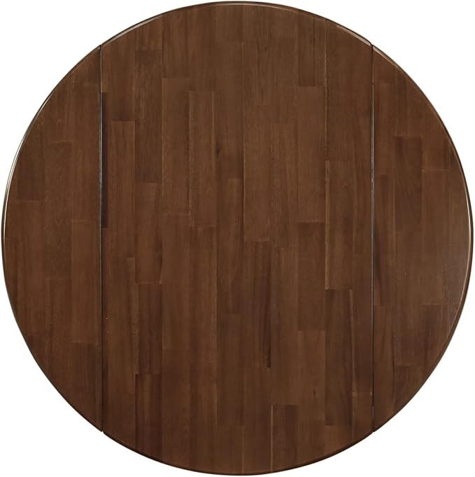 East West Furniture DLT-AWA-TP Dublin Dining Room Table - a Round Solid Wood Table Top with Dropleaf & Pedestal Base, 42x42 Inch, Walnut