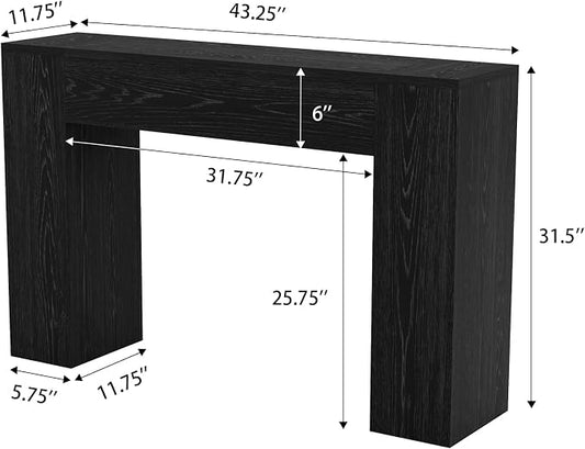 Epecoya Wood Console Table for Entryway Living Room, 43-Inch Small Sofa Table, Farmhouse Rectangular Accent Console with Wooden Double Base for Behind Couch Hallway Foyer Entrance, Black