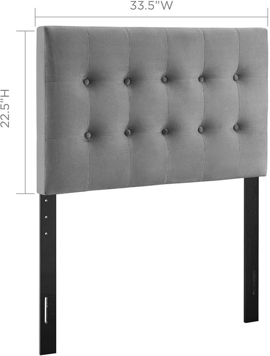 Modway Emily Twin Biscuit Tufted Performance Velvet Headboard, Gray