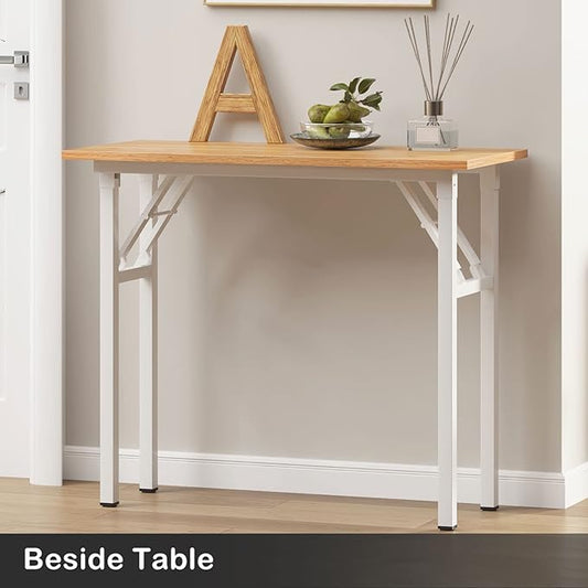 Need Small Desk, 31.5 x 15.7 Inches No Assembly Foldable Writing Table,Sturdy and Heavy Duty Folding Computer Desks for Small Space/Home Office/Dormitory AC5BW(80 * 40)