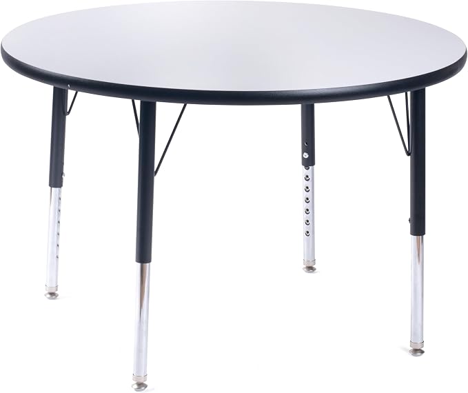 Schooled Round Activity Kids Table About 36 inch (90cm) - Height Adjustable Legs - Durable Spray Edge - for Commercial Spaces