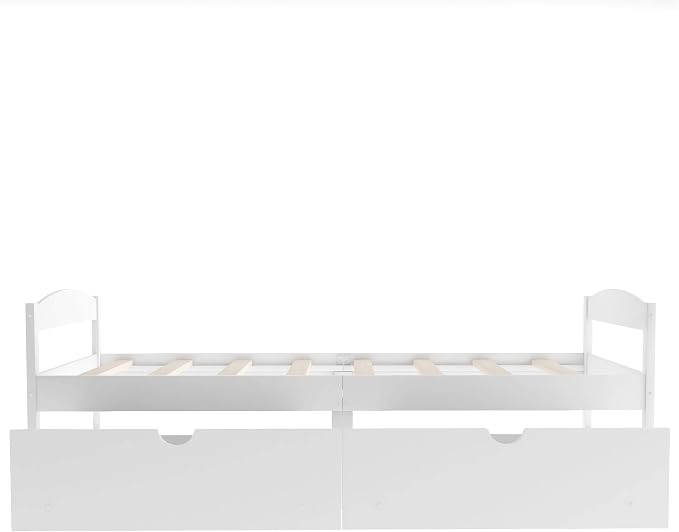 Merax Multifunctional Wood Daybed with Drawers Sofa Storage Bed with Headboard/Space Saving/No Box Spring Needed White
