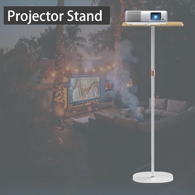Small Laptop Standing Desk, 18“H - 46”H Adjustable Height Pedestal Side Table with Wooden Top, Portable Tall End Table, Stand-Up Desk for Bedside, Couch, Sofa, Living Room, Bedroom, Home Office, White