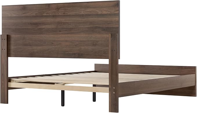 KISLOT Wood Bed Frame, Full Size Wooden Platform Bed Frame with Headboard and Footboard Mattress Foundation Farmhouse Bedroom Furniture No Box Spring Needed