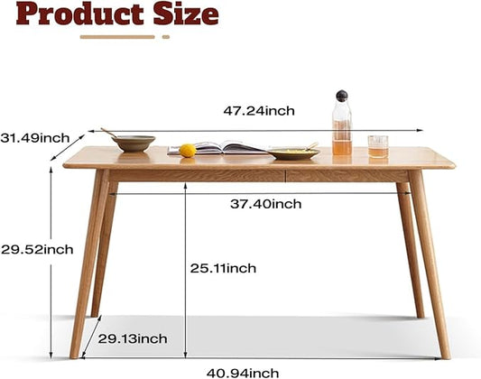 47’’-63’’ 100% Oak Extendable Dining Table and Chairs Set for 2, Solid Wood Folding Kitchen Table, Mid Century Modern Dinner Table for Kitchen, Apartment, Living Room (47''-63''+2 Chairs)