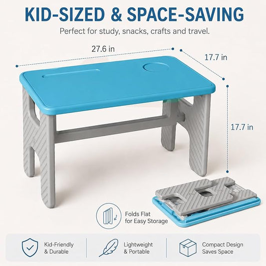 UNICOO Kids Folding Table, Toddler Activity Table for Study, Snack, Art Craft and Play, Portable Plastic Children's Table for Small Spaces, Home and Playroom