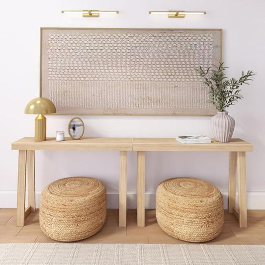 Plank+Beam Solid Wood Console Table, 46 Inch, Sofa Table, Narrow Entryway Table for Hallway, Behind The Couch, Living Room, Foyer, Easy Assembly, Blonde