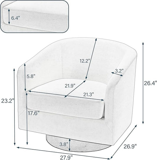 Swivel Barrel Accent Chairs Set of 4, Corduroy Upholstered Armchair Modern Round Club Arm Chair for Living Room, Comfy Single Sofa Seating Bedroom Side Reading Seat for Home Office - Beige