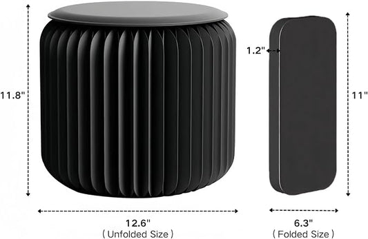NOONTIDE Folding Stool - 12Inch Home Furniture 660lb Load Capacity Foldable Paper Stool Eco-Friendly Kraft Paper Honeycomb Design,Foldable to 1.2",Brown Modern Minimalist Stool for Living Room(Black)