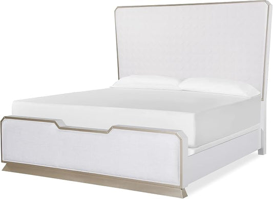 First of a Kind Dior Two Tone Luxury 5 Piece King Bedroom Set with Upholstered Tufted Headboard Modern Glam Design Coordinated Furniture Collection