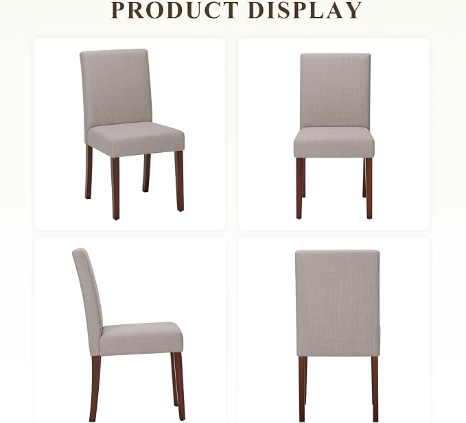 MALOL Upholstered Dining Chairs Set of 6, Modern Fabric Dining Room Chair, Wooden Dining Chair, Kitchen Side Chairs, Farmhouse Dinner Chair with High Back for Kitchen, Brown