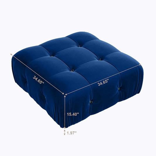 Modern Velvet Sectional Sofa, L Shape Minimalist Modular 4-Seater Sofa for Living Room Office Apartment (Ottoman/Blue)