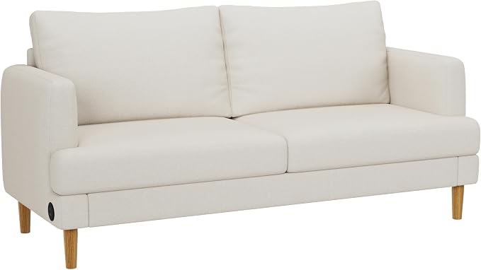 70" Modern Loveseat Sofa with USB Type-C Ports, Linen Fabric 2-Seater Deep Seat Couch, Cozy Small Couch Sofa for Living Room Bedroom Office Apartment (Beige)