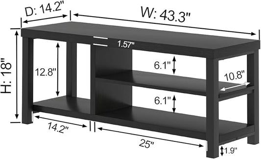 EXCEFUR Shoe Bench, Rustic Wooden Storage Bench for Entryway Hallway, Industrial Indoor Shoe Rack Bench Seat for Living Room Bedroom, 43.3 Inch Black