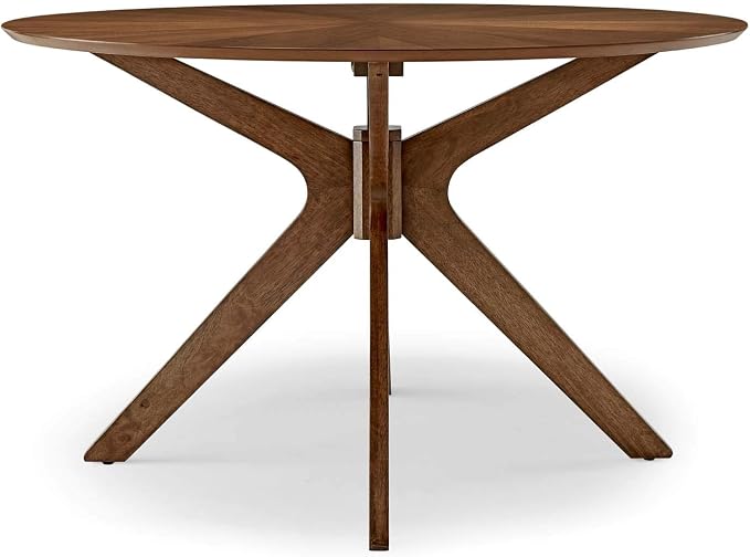 Modway Crossroads 47" Round Wood Dining Table, Walnut