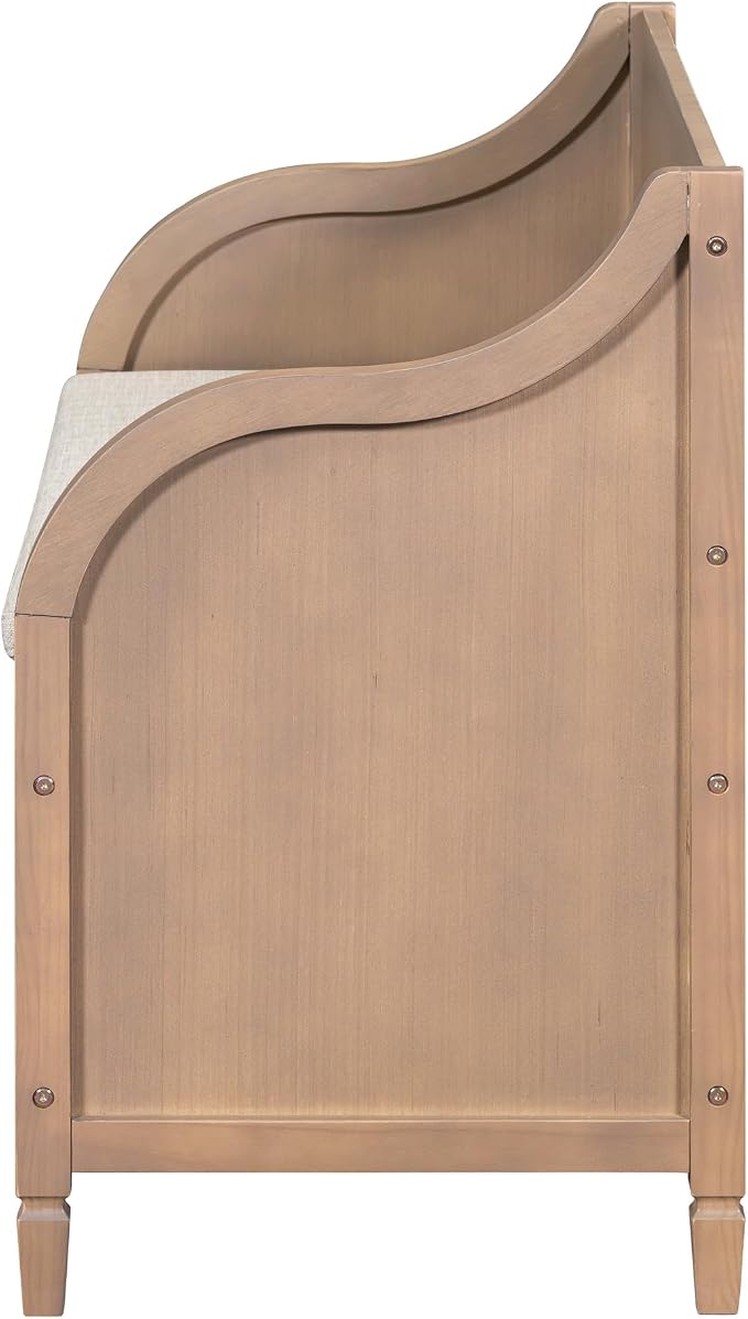 Knocbel Rustic Entry Storage Bench with Hidden Compartments and Removable Cushion, Wooden Entryway Hallway Foyer Shoe Bench Bedroom End of Bed Bench, 250lbs Weight Capacity (Brown)